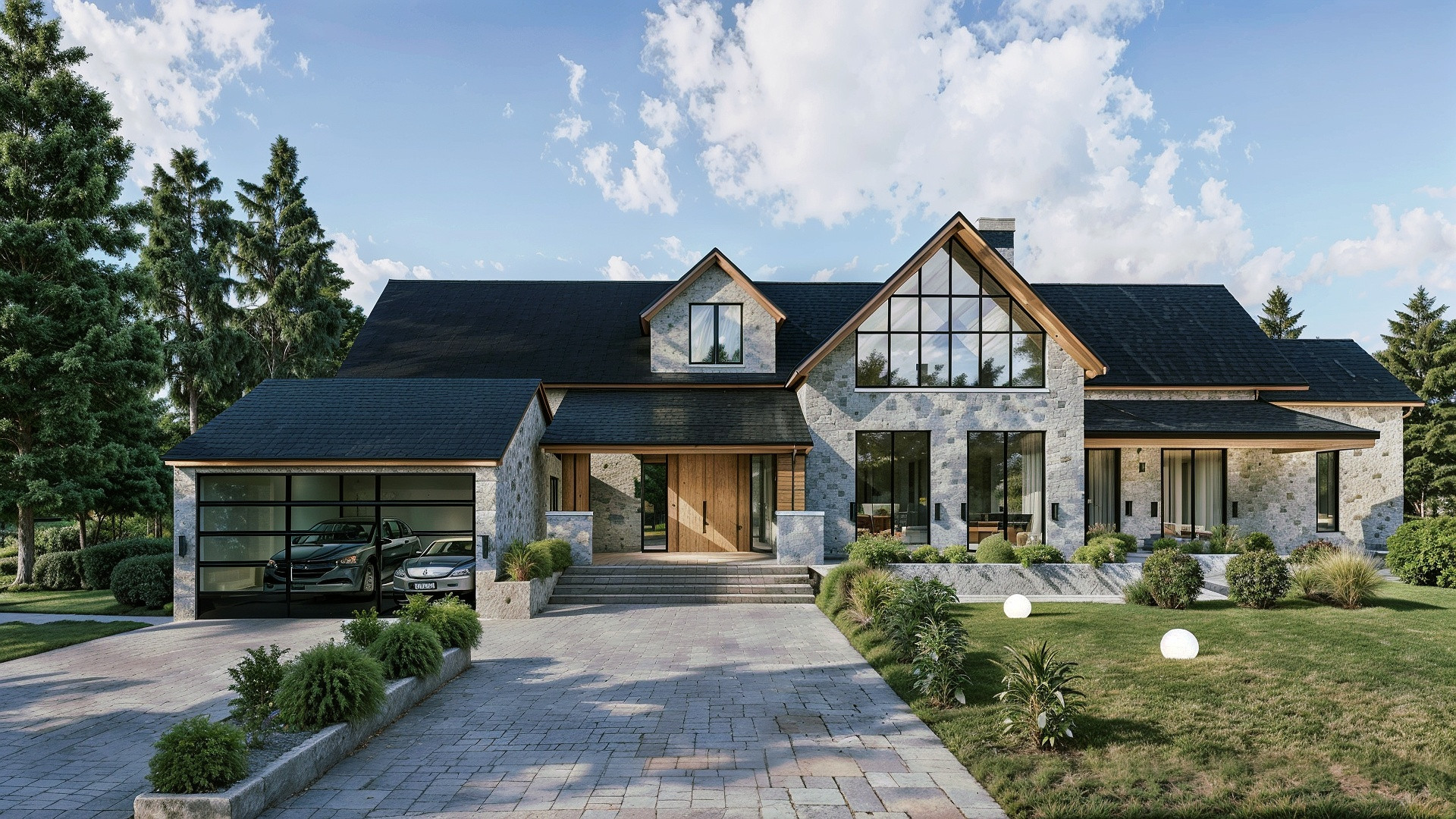 Photorealistic 3D exterior render of a contemporary Brisbane residential home with pool and subtropical landscaping — Architecture Foundry